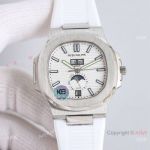 TW Factory V2 Patek Philippe Moon Nautilus Cal.324 Watch White Rubber Strap 40mm